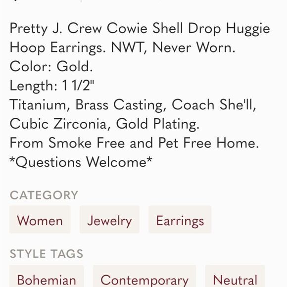 NWT J CREW Shell Drop Earrings - Picture 7 of 7